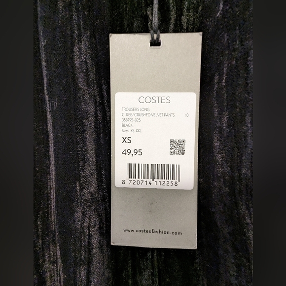Black Velvet Wide leg Boho pants size XS, by COSTE rebel Europe. New - Picture 8 of 12